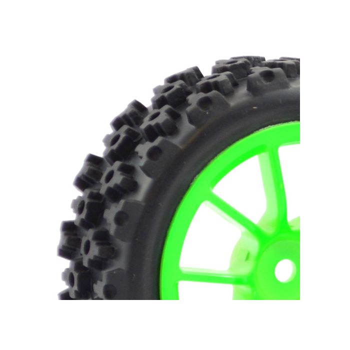 FASTRAX 1/10 STREET/RALLY TYRE 10SP NEON GREEN WHEEL