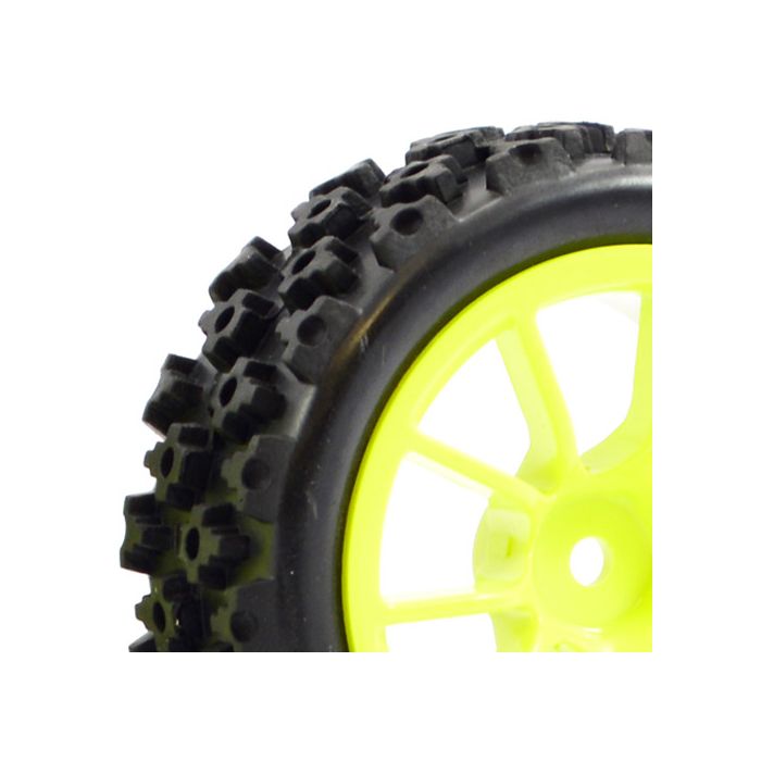 FASTRAX 1/10 STREET/RALLY TYRE 10SP NEON YELLOW WHEEL