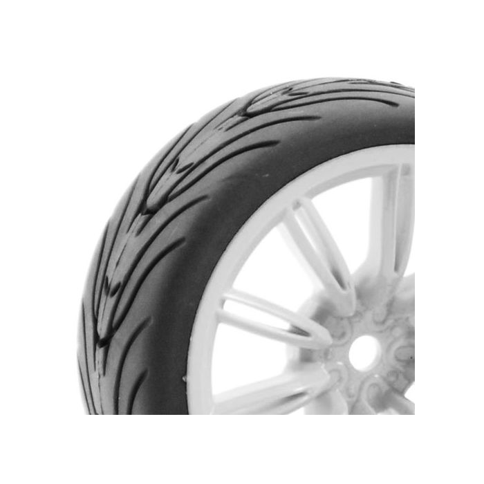 FASTRAX 1/10 STREET/TREAD TYRE 20SP WHITE WHEEL