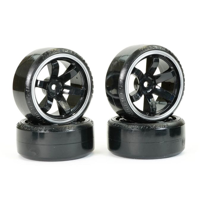 Fastrax 1/10 Street/Drift Tyre 6-Spoke Wheel (6mm Offset) - Black With White Trim