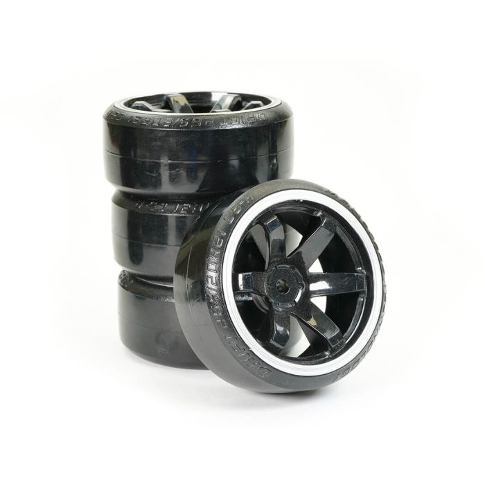 Fastrax 1/10 Street/Drift Tyre 6-Spoke Wheel (6mm Offset) - Black With White Trim