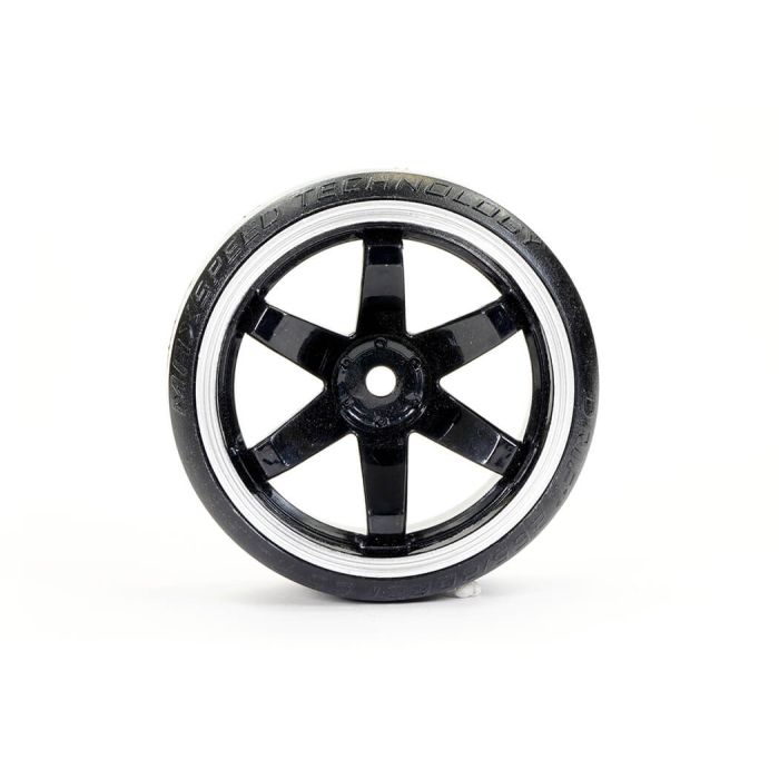 Fastrax 1/10 Street/Drift Tyre 6-Spoke Wheel (6mm Offset) - Black With White Trim