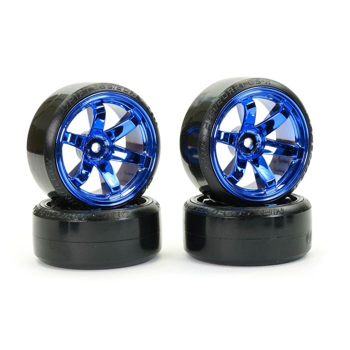 Fastrax 1/10 Street/Drift Tyre 6-Spoke Wheel (6mm Offset) - Blue Chrome