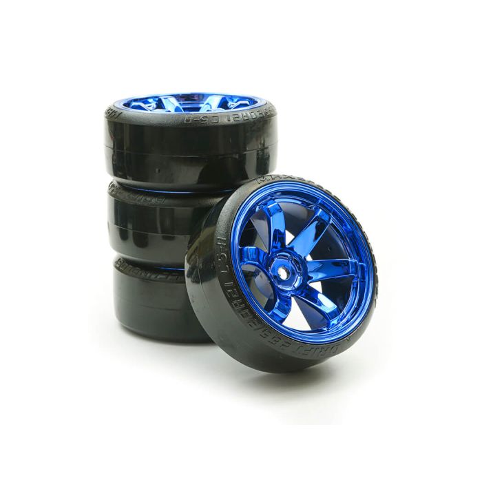 Fastrax 1/10 Street/Drift Tyre 6-Spoke Wheel (6mm Offset) - Blue Chrome