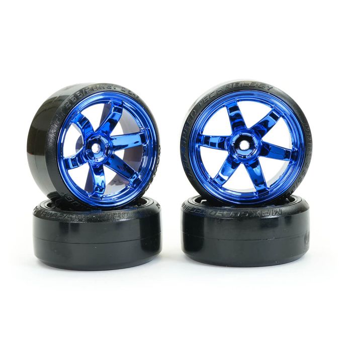 Fastrax 1/10 Street/Drift Tyre 6-Spoke Wheel (6mm Offset) - Blue Chrome