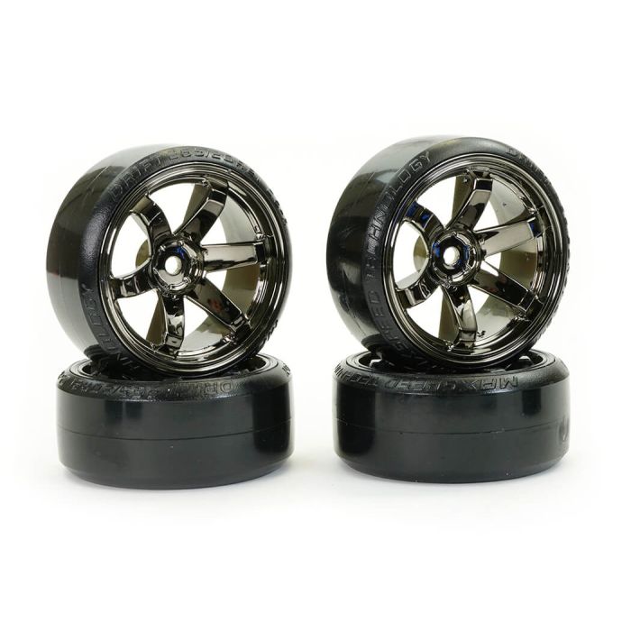 Fastrax 1/10 Street/Drift Tyre 6-Spoke Wheel (6mm Offset) - Grey Chrome