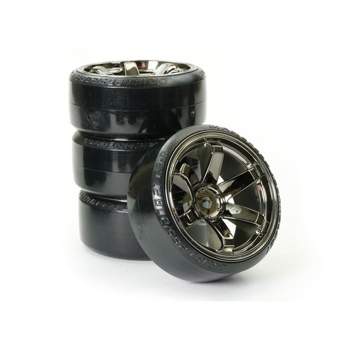Fastrax 1/10 Street/Drift Tyre 6-Spoke Wheel (6mm Offset) - Grey Chrome