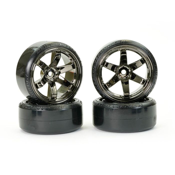 Fastrax 1/10 Street/Drift Tyre 6-Spoke Wheel (6mm Offset) - Grey Chrome