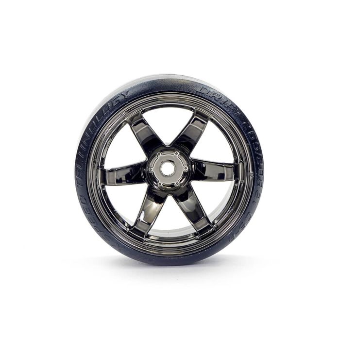 Fastrax 1/10 Street/Drift Tyre 6-Spoke Wheel (6mm Offset) - Grey Chrome