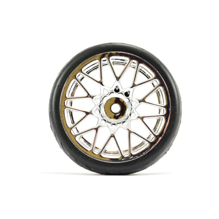 Fastrax 1/10th Street Tread Tyres on Chrome Star Spoke Wheels Set of 4