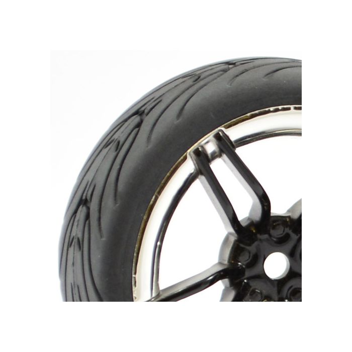 FASTRAX 1/10 STREET/TREAD TYRE 10SP BLACK/CHROME WHEEL