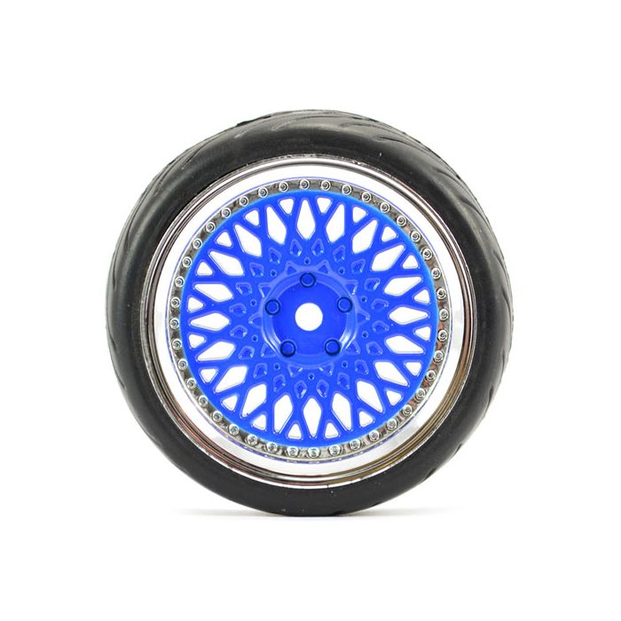 FASTRAX 1/10 STREET/TREAD TYRE CLASSIC BLUE/CHROME WHEEL