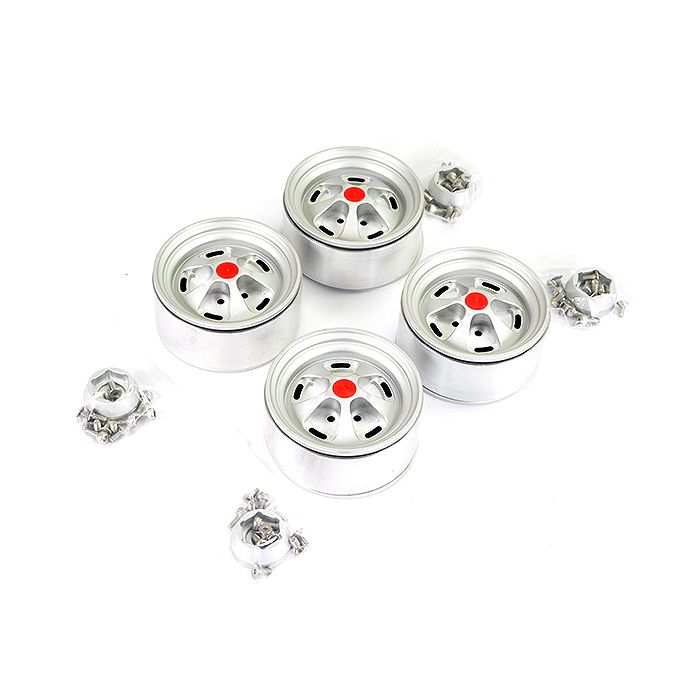 Fastrax Aluminum Beadlock Star 1.9" Wheels - Silver (4pc)