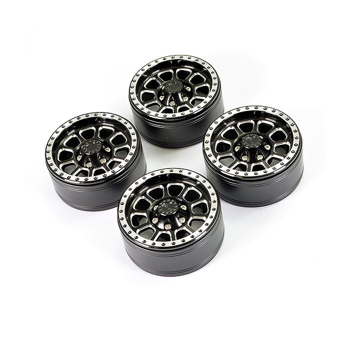 Fastrax Aluminum Beadlock Ten 1.9" Wheels - Black (4pc)