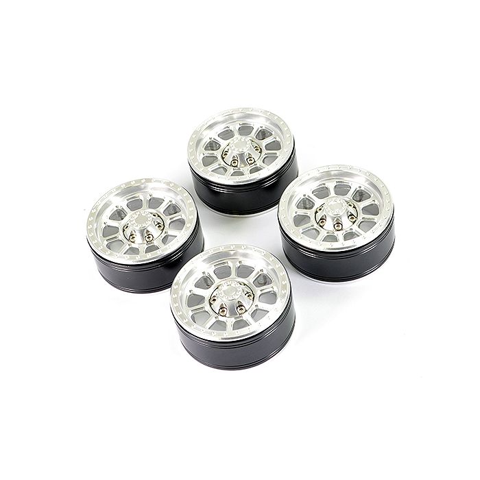 Fastrax Aluminum Beadlock Ten 1.9" Wheels - Silver (4pc)