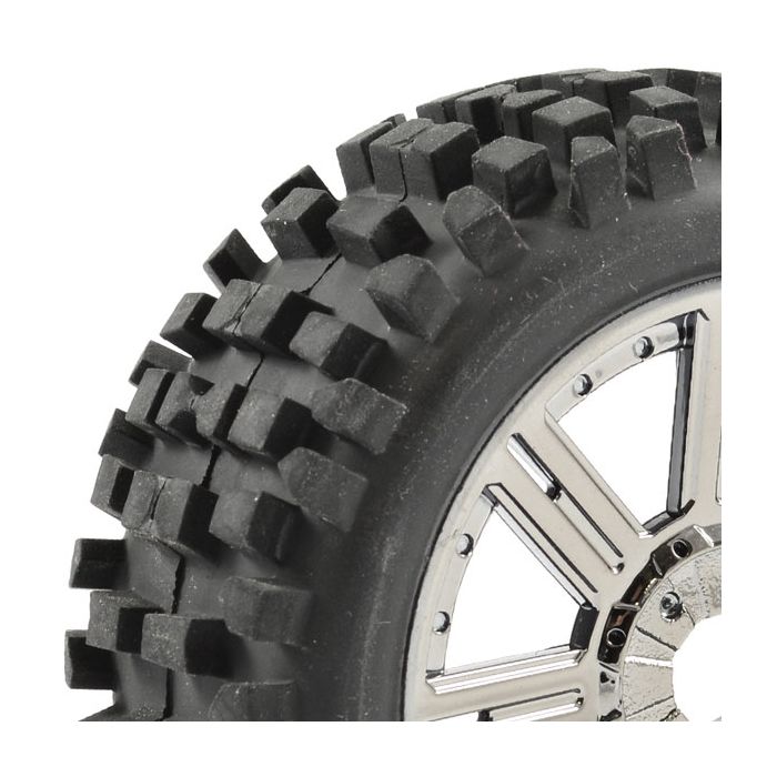 FASTRAX 1:8 ROCK BLOCK MOUNTED ON 8-SPOKE BLACK CHROME (PR)
