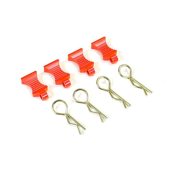 Fastrax Pro Aluminium Easypull Tabs & Bodyclips (4pc) - Red