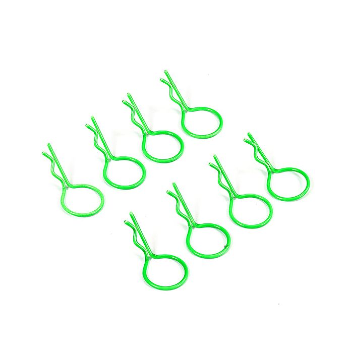 Fastrax Big Large Body Clips Pins (8) for RC Model Cars - Fluorescent Green