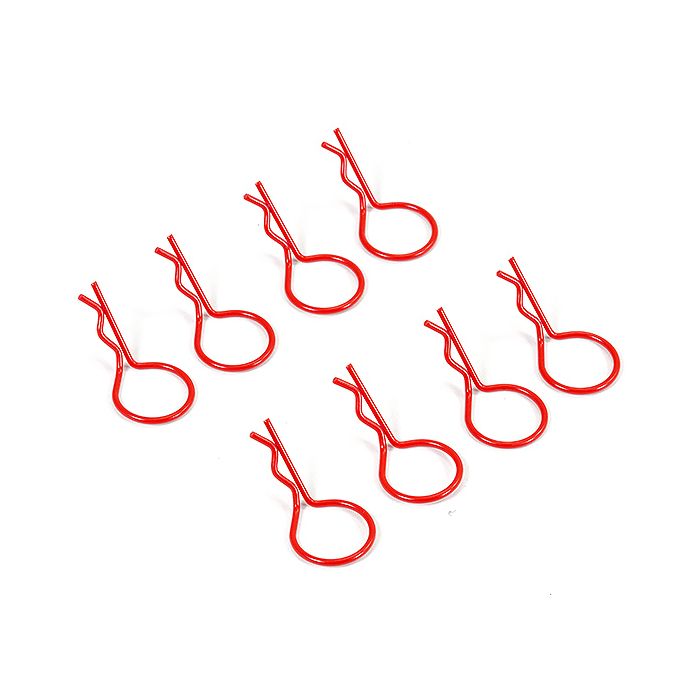 Fastrax Big Large Body Clips Pins (8) for RC Model Cars - Fluorescent Red