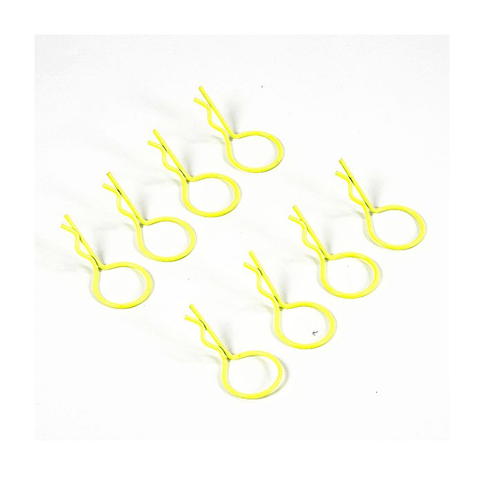 Fastrax Big Large Body Clips Pins (8) for RC Model Car - Fluorescent Neon Yellow