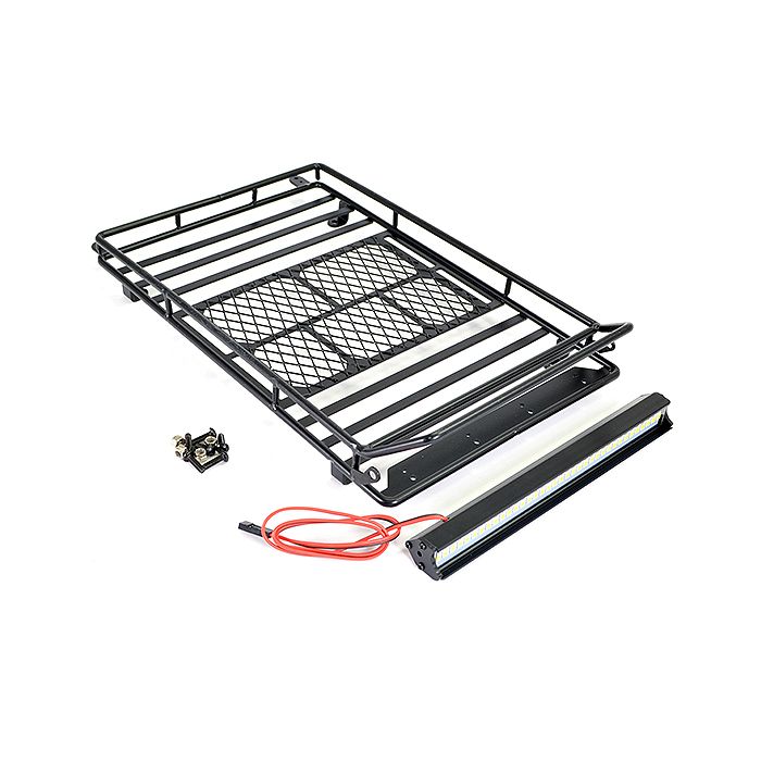 Fastrax RC Scale Model Car Rooftop Luggage Rack W/LED Light Bar 230x143x25mm