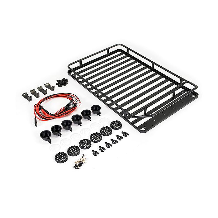 Fastrax RC Scale Model Car Rooftop Luggage Rack W /LED Spot Lights 233x157x36mm