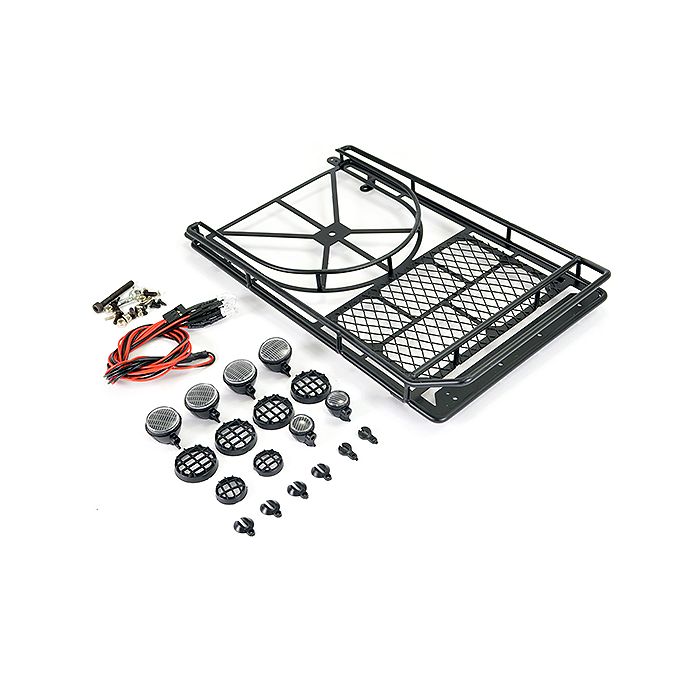 Fastrax RC Scale Model Car Rooftop Luggage Rack W /LED Spot Lights 240x150x31mm