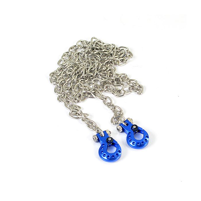 Fastrax RC Scale Model Car Deluxe Aluminium Blue Winch Hooks & Chain Set