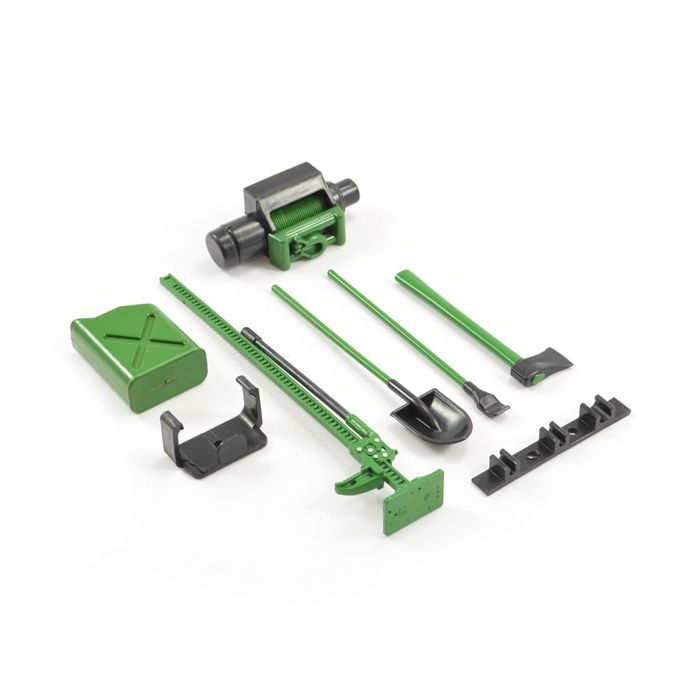 Fastrax RC Scale Model Car Scale 6-Piece Tool Set Green/Black Painted