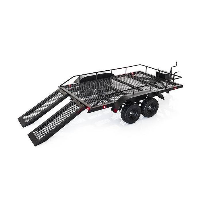 Fastrax RC Scale Model Car Scale Dual Axle Truck Car Trailer W/Ramps & Leds