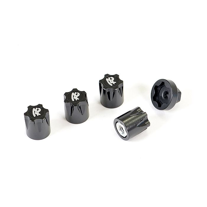 Fastrax RC Scale Model Car Antidust Aluminium M4 Wheel Nut Covers (4pc) - Black