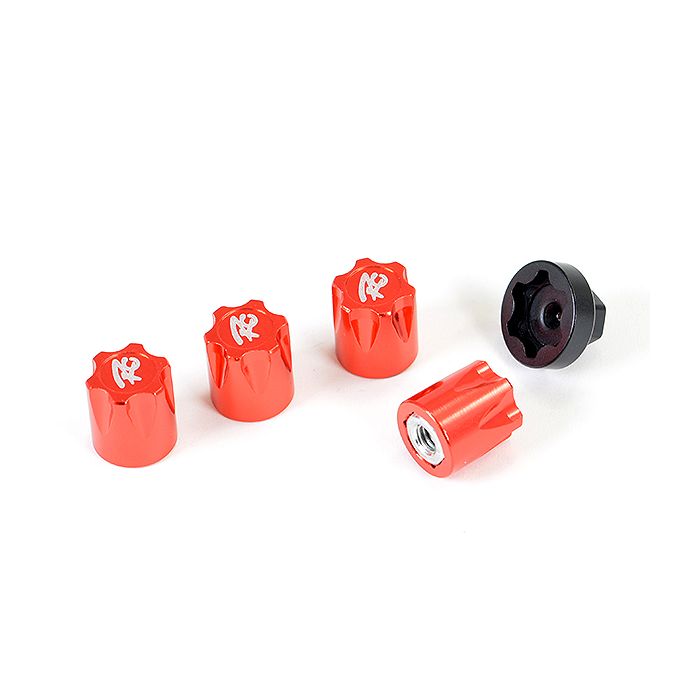 Fastrax RC Scale Model Car Antidust Aluminium M4 Wheel Nut Covers (4pc) - Red