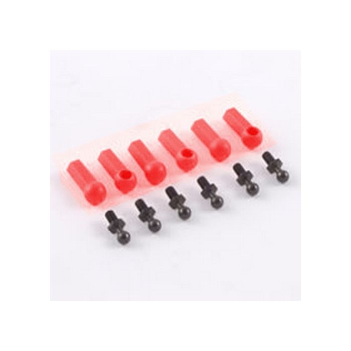 Fastrax 4.8mm x M3 Ball Joint Cups & Studs (x4) For RC Car Helicopter – Red