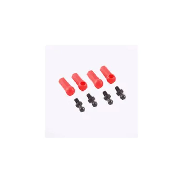 Fastrax 4.8mm x M3 Ball Joint Cups & Studs (x4) For RC Car Helicopter – Red