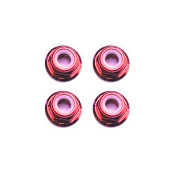 FASTRAX M3 RED FLANGED LOCKNUTS 4PCS