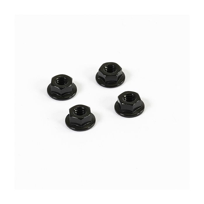 Fastrax M4 Black Serrated Aluminium Locknuts 4pcs