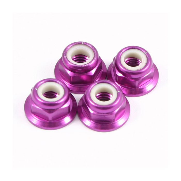 Fastrax M4 Pink Flanged Locknuts 4Pcs