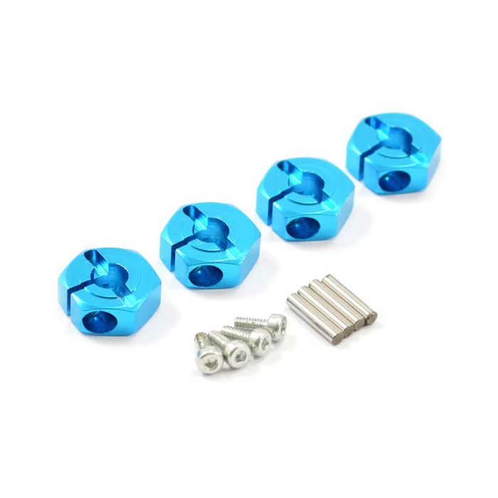 FASTRAX TAMIYA TT02 ALUMINIUM 12MM WHEEL HEXES (4)