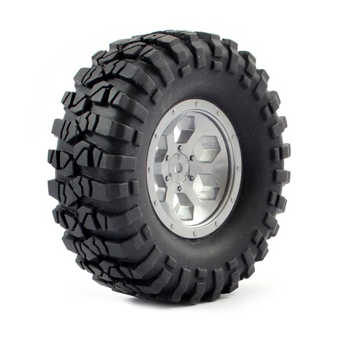 FTX Outback Pre-Mounted 6hex/Tyre (2) - Grey
