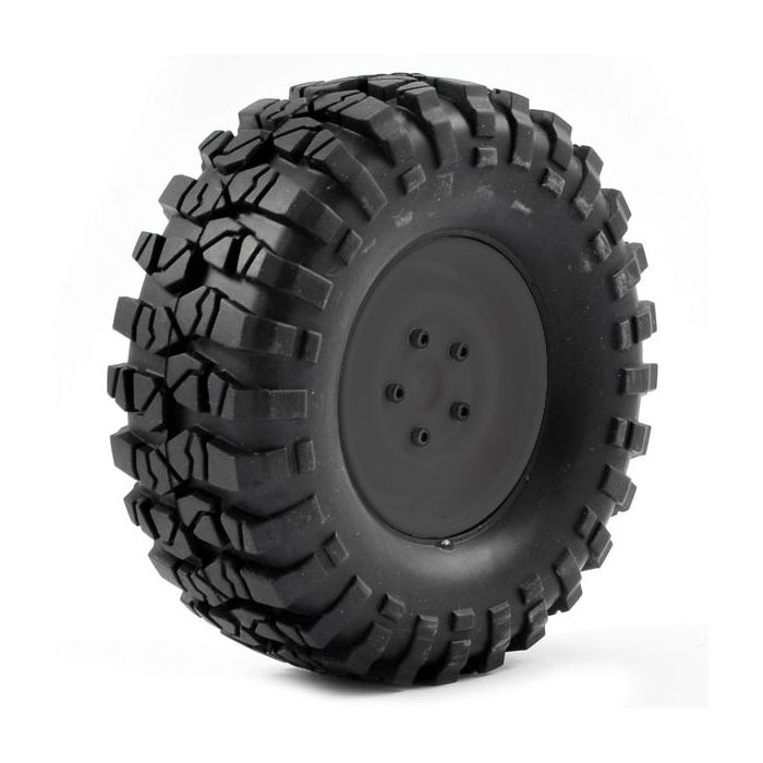 FTX Outback Pre-Mounted Steel Look Lug/Tyre (2) - Black