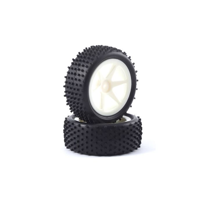 Fastrax 'Stub' 1/10th Buggy Front Tyres Pre-Mounted on 6 Spoke Wheels (2)