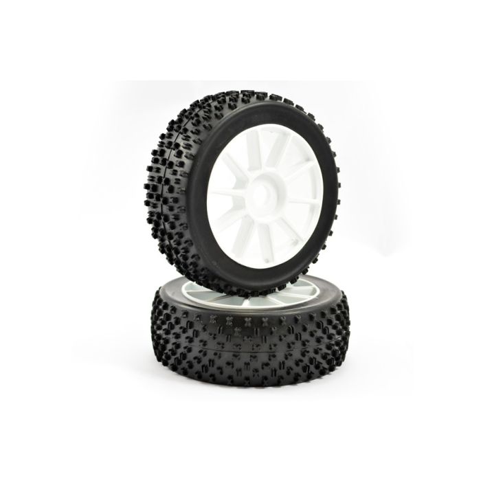 Fastrax 1/8th Buggy Maths Tyres Pre-Mounted on 10 Spoke Wheels Set of 2