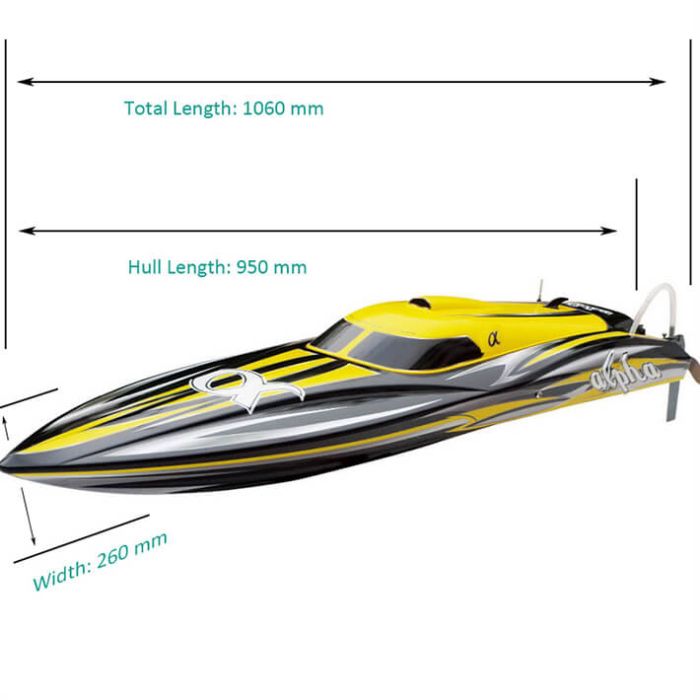 Joysway Alpha RC Brushless Model Racing Boat - ARTR (no Batt/Charger) - Yellow