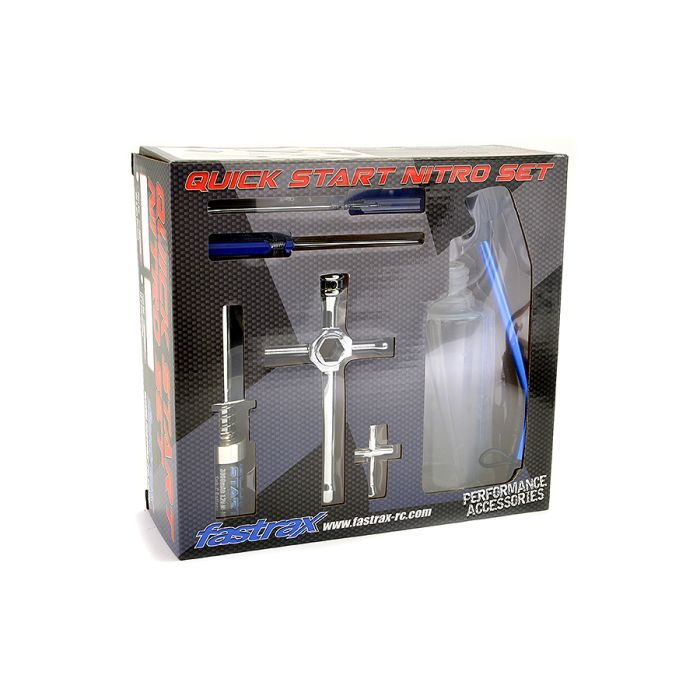 Fastrax RC Nitro Car Starter Kit (EU Plug) w/ Glow Start, Charger, Fuel Bottle & Tools