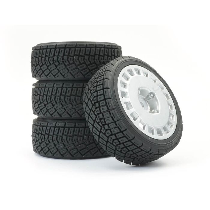 Fastrax 1/10th Rally Angle Tyre/Wheel Set Silver (4)