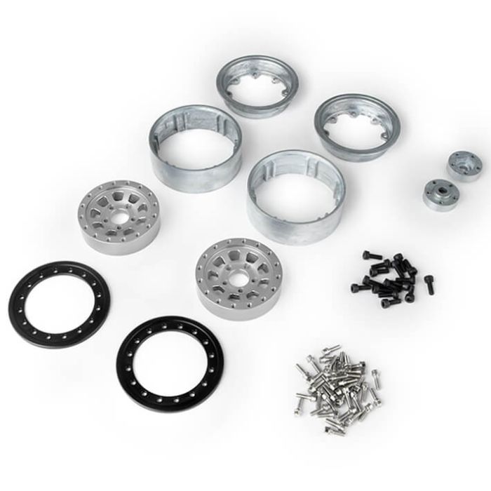 GMADE 1.9 Ar04 5-Lug Aluminium Beadlock Wheels (Silver) (2)