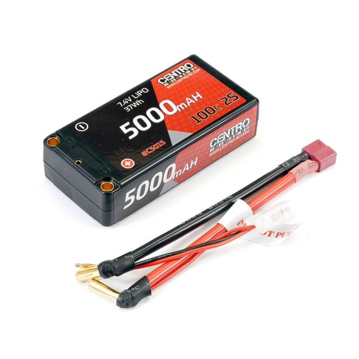 Centro 5000mAh 2S 7.4v 100C Hard Case Shorty RC Car LiPo Battery