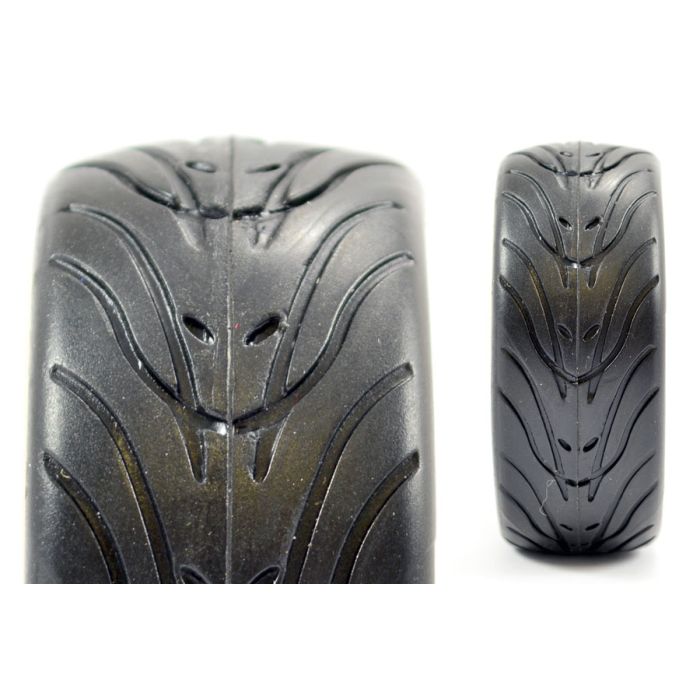 Fastrax 1/10th Street Tread Tyres on TRI-5 Blue and Chrome Wheels Set of 4