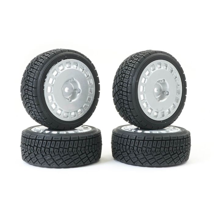 Fastrax 1/10th Rally Angle Tyre/Wheel Set Silver (4)
