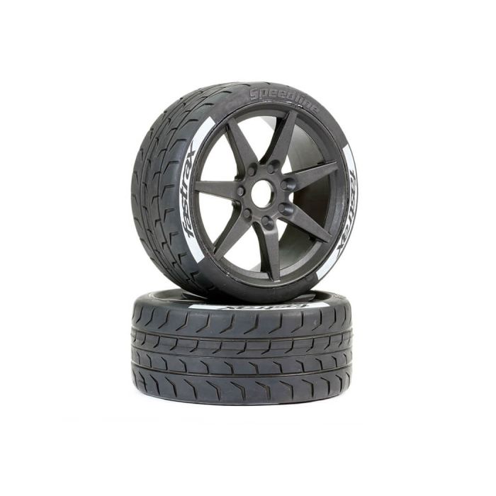 Fastrax 1/7 Supaforza Oversized 1/8 On Road Front Wheels & Tyres 17mm Hex (Pair)